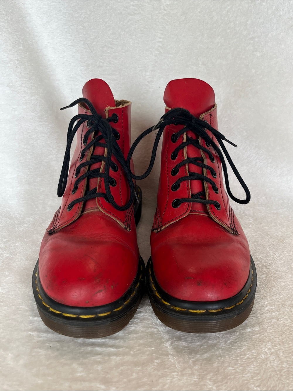 Vintage Red Dr Martens Lace-Up Leather Boots